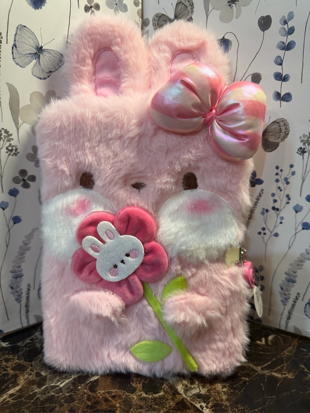 Plush Pink Bunny Locking Journal with Keys